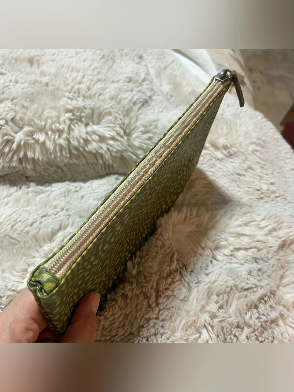 Green Patterned Zip Pouch Clutch - Women's Bag 02-16